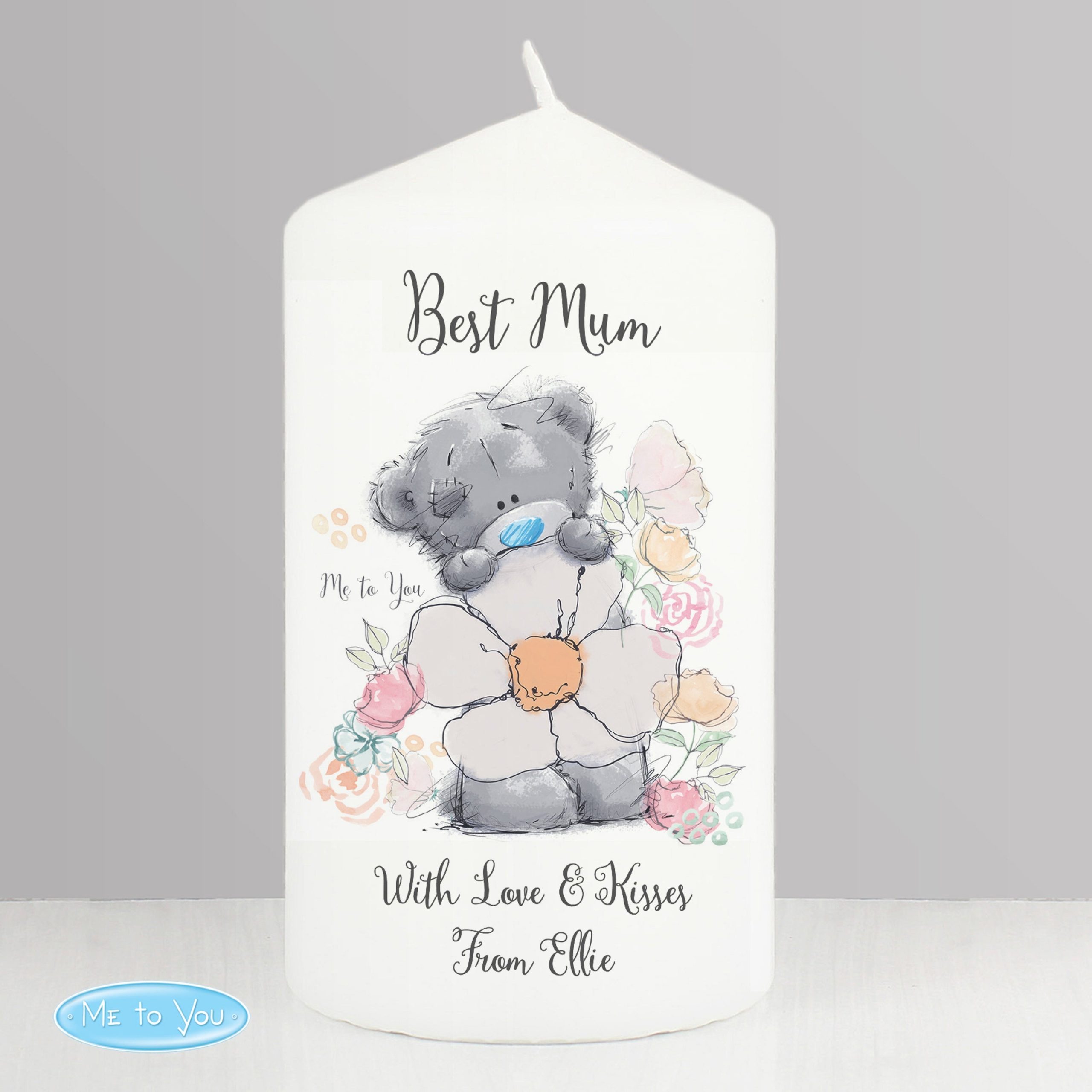 Personalised Me to You Floral Pillar Candle: 1 - Candles