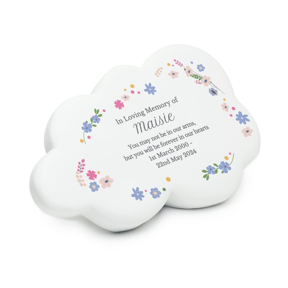 Personalised floral resin memorial cloud