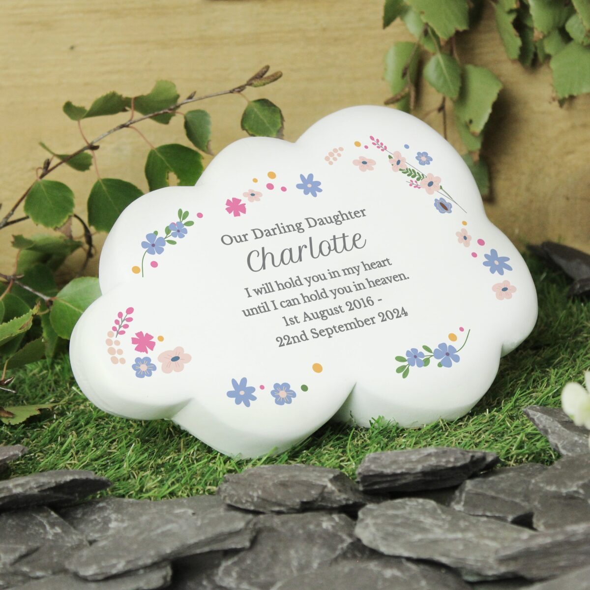 Personalised floral resin memorial cloud
