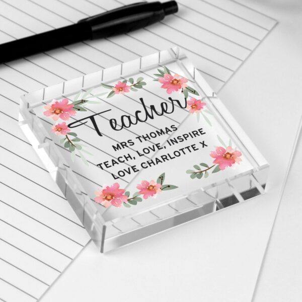 Personalised Floral Sentimental Crystal Token: 2 - Crystal Tokens By Gift Moments