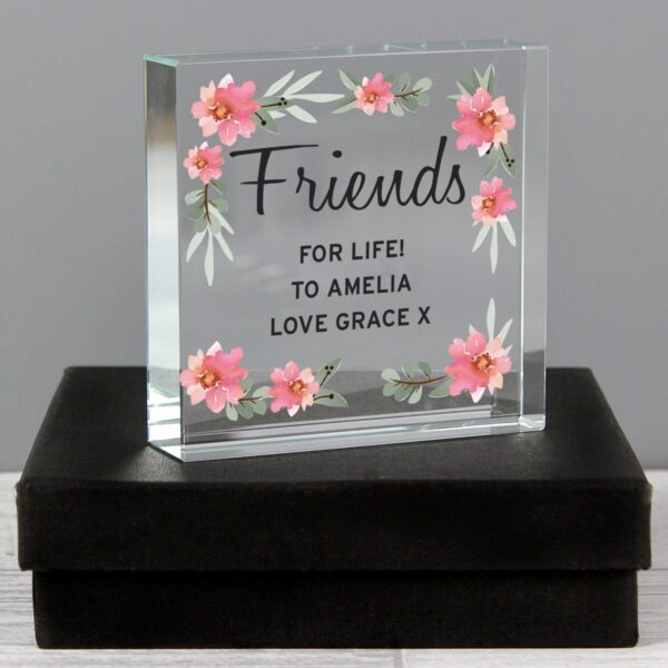 Personalised Floral Sentimental Crystal Token: 1 - Crystal Tokens By Gift Moments
