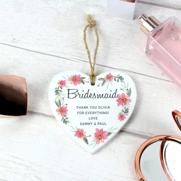 Personalised Floral Sentimental Wooden Heart Decoration: 1 - Decorations By Gift Moments