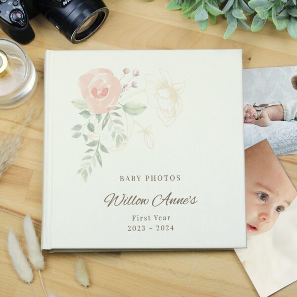 Personalised Floral Square Photo Album: 1 - Photo Albums By Gift Moments