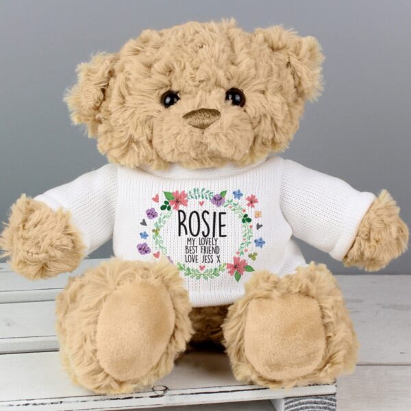 Personalised Floral Teddy Bear: 1 - Teddy Bears & Soft Toys By Gift Moments