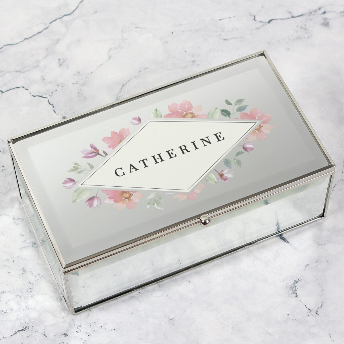 Personalised Floral Watercolour Mirrored Jewellery Box: 3 - Jewellery Boxes By Gift Moments