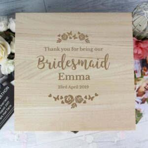 Personalised Any Role ’Floral Watercolour Wedding’ Large Wooden Keepsake Box: 2 - Keepsake Boxes By Gift Moments