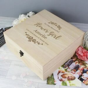 Personalised Any Role ’Floral Watercolour Wedding’ Large Wooden Keepsake Box: 1 - Keepsake Boxes By Gift Moments