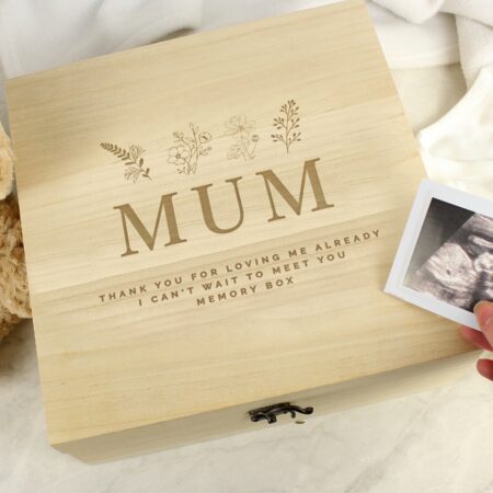 Personalised floral wooden keepsake box