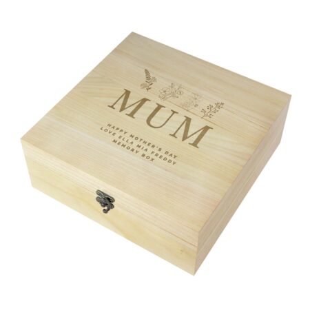 Personalised floral wooden keepsake box