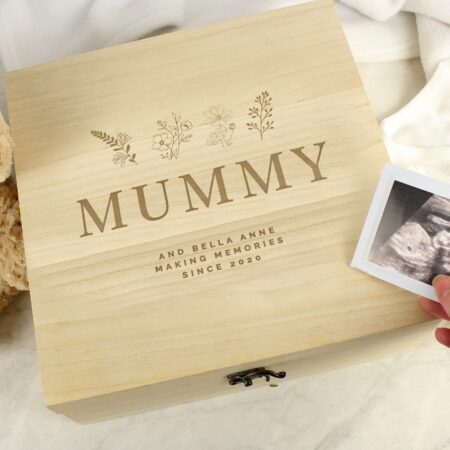 Personalised floral wooden keepsake box