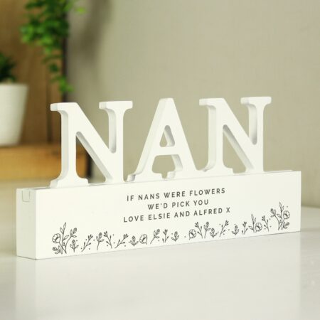 Personalised Floral Wooden Nan Ornament: 1 - Ornaments By Gift Moments