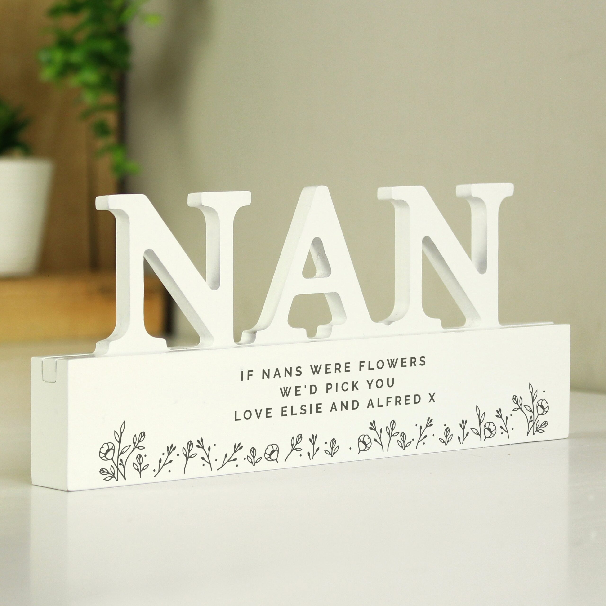 Personalised Floral Wooden Nan Ornament: 1 - Ornaments By Gift Moments