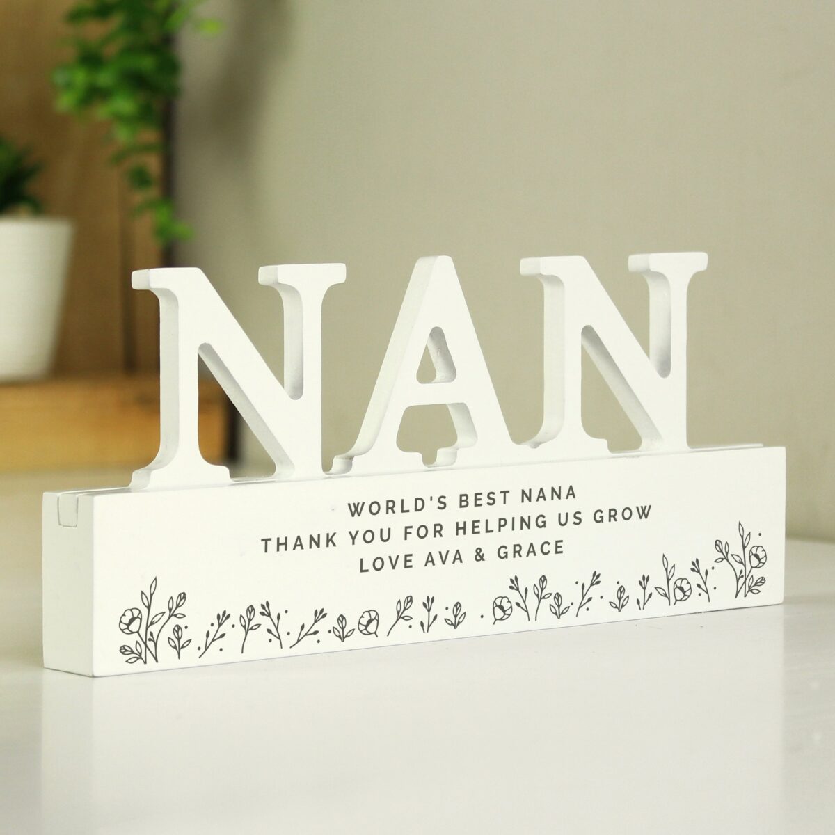 Personalised Floral Wooden Nan Ornament: 4 - Ornaments By Gift Moments
