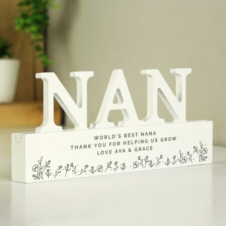 Personalised Floral Wooden Nan Ornament: 4 - Ornaments By Gift Moments