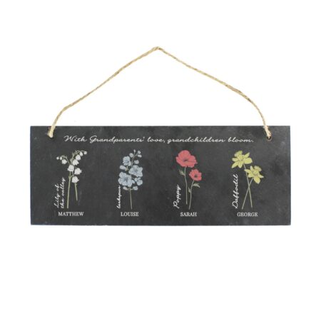 Personalised flower month hanging slate plaque