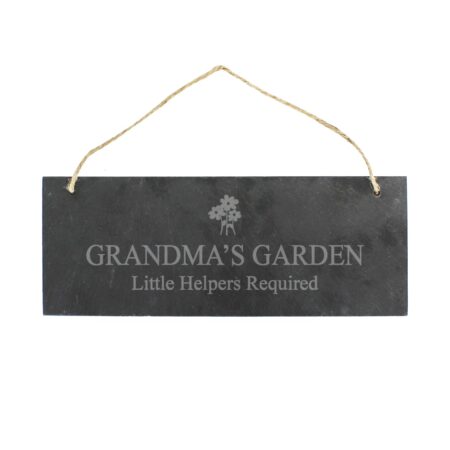 Personalised flower motif hanging slate plaque