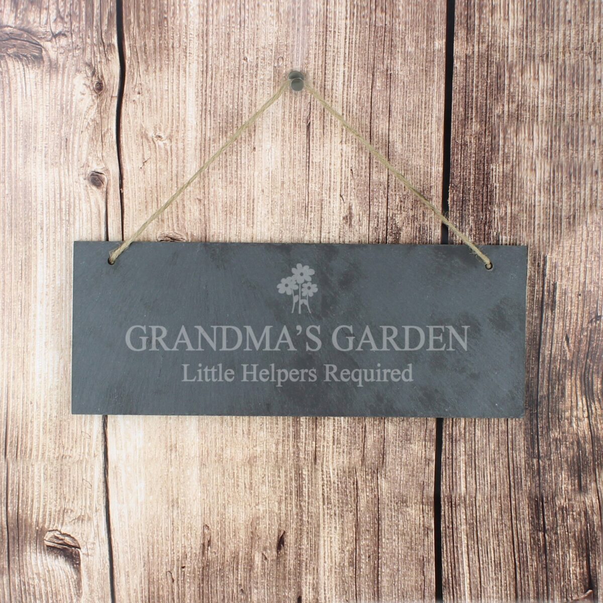 Personalised flower motif hanging slate plaque
