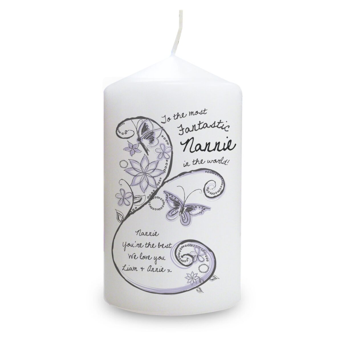 Personalised Flower Pattern Pillar Candle: 2 - Candles By Gift Moments