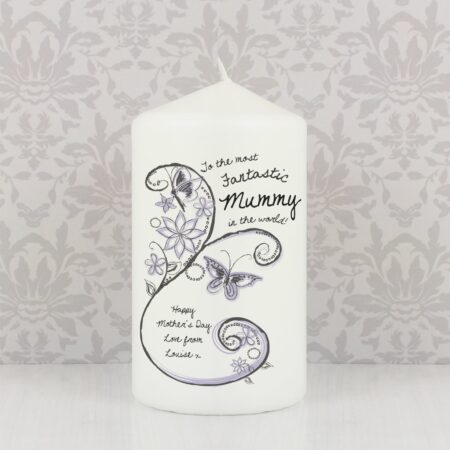 Personalised Flower Pattern Pillar Candle: 1 - Candles By Gift Moments