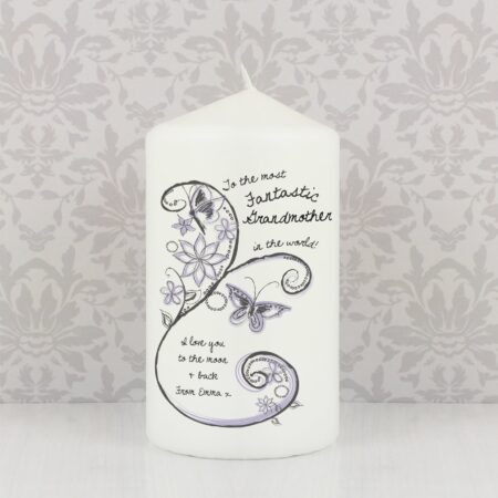 Personalised Flower Pattern Pillar Candle: 3 - Candles By Gift Moments