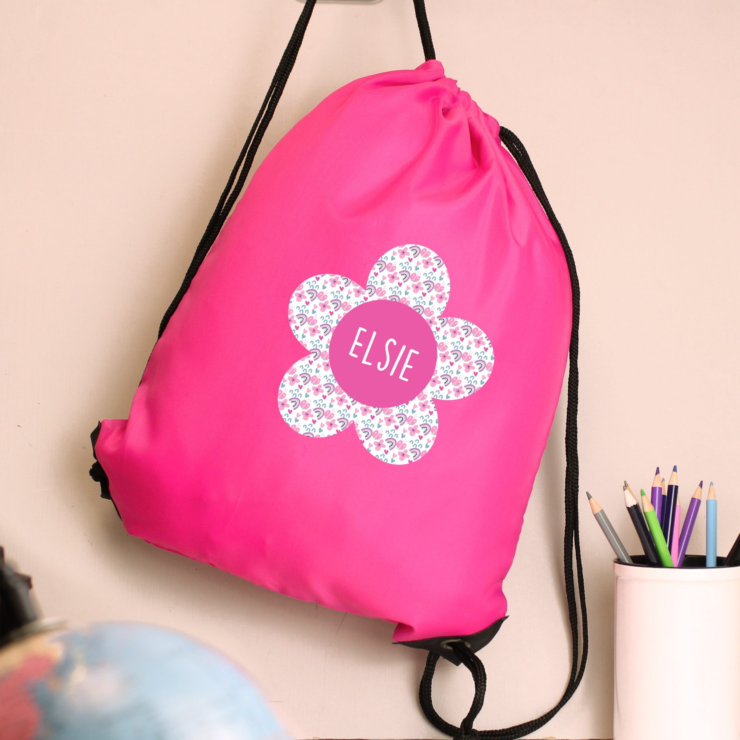 Personalised Flower Pink Kit Bag: 1 - Kids Bags By Gift Moments