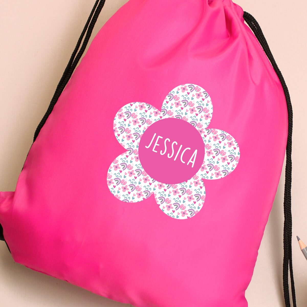 Personalised Flower Pink Kit Bag: 6 - Kids Bags By Gift Moments