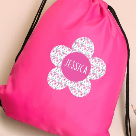 Personalised Flower Pink Kit Bag: 6 - Kids Bags By Gift Moments
