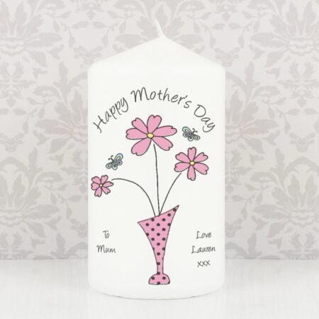 Personalised Flower in Vase Message Pillar Candle: 5 - Candles By Gift Moments