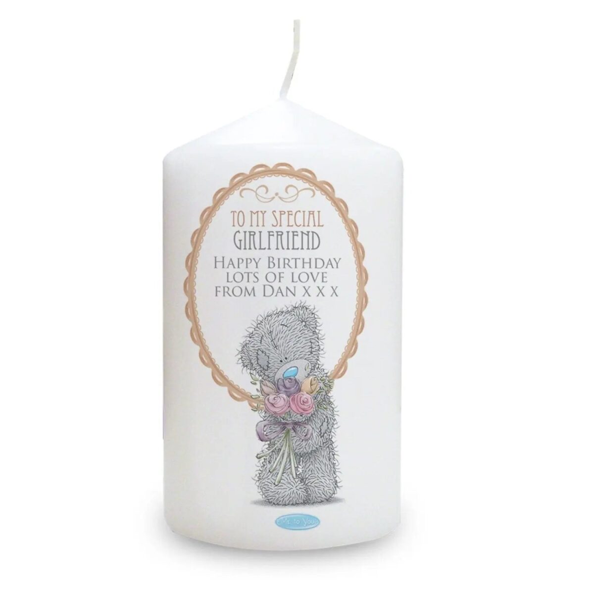 Personalised Me to You Flowers Pillar Candle For Her: 2 - Candles