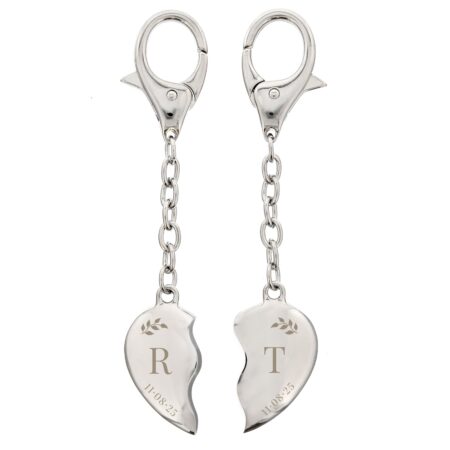 Personalised Foliage Two Hearts Keyring: 4 - Keyrings By Gift Moments