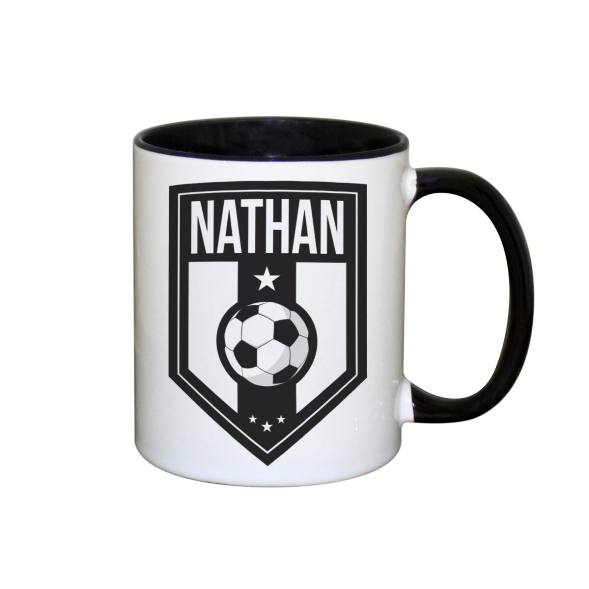 Personalised Football Badge Black Handled Mug: 2 - Mugs By Gift Moments