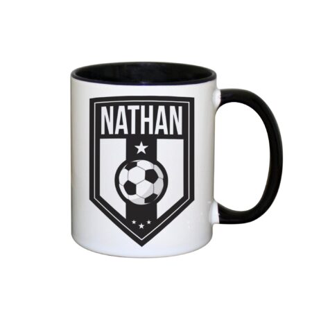 Personalised Football Badge Black Handled Mug: 2 - Mugs By Gift Moments
