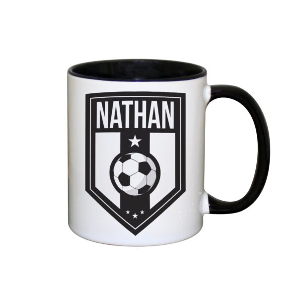 Personalised Football Badge Black Handled Mug: 2 - Mugs By Gift Moments