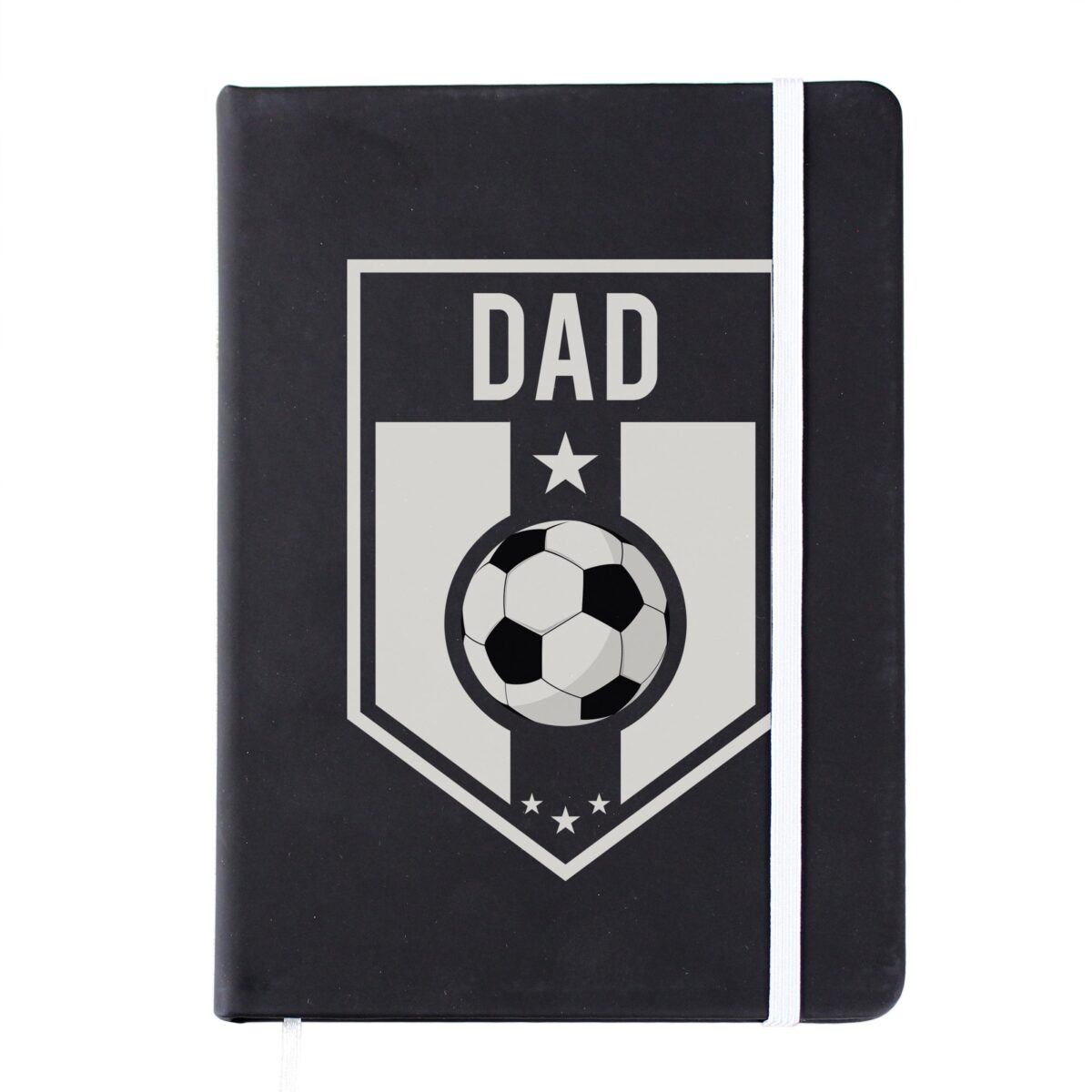 Personalised football badge black notebook