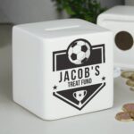 Personalised Football Badge Ceramic Square Money Box: 1 - Money Boxes By Gift Moments