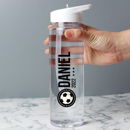 Personalised football badge water bottle