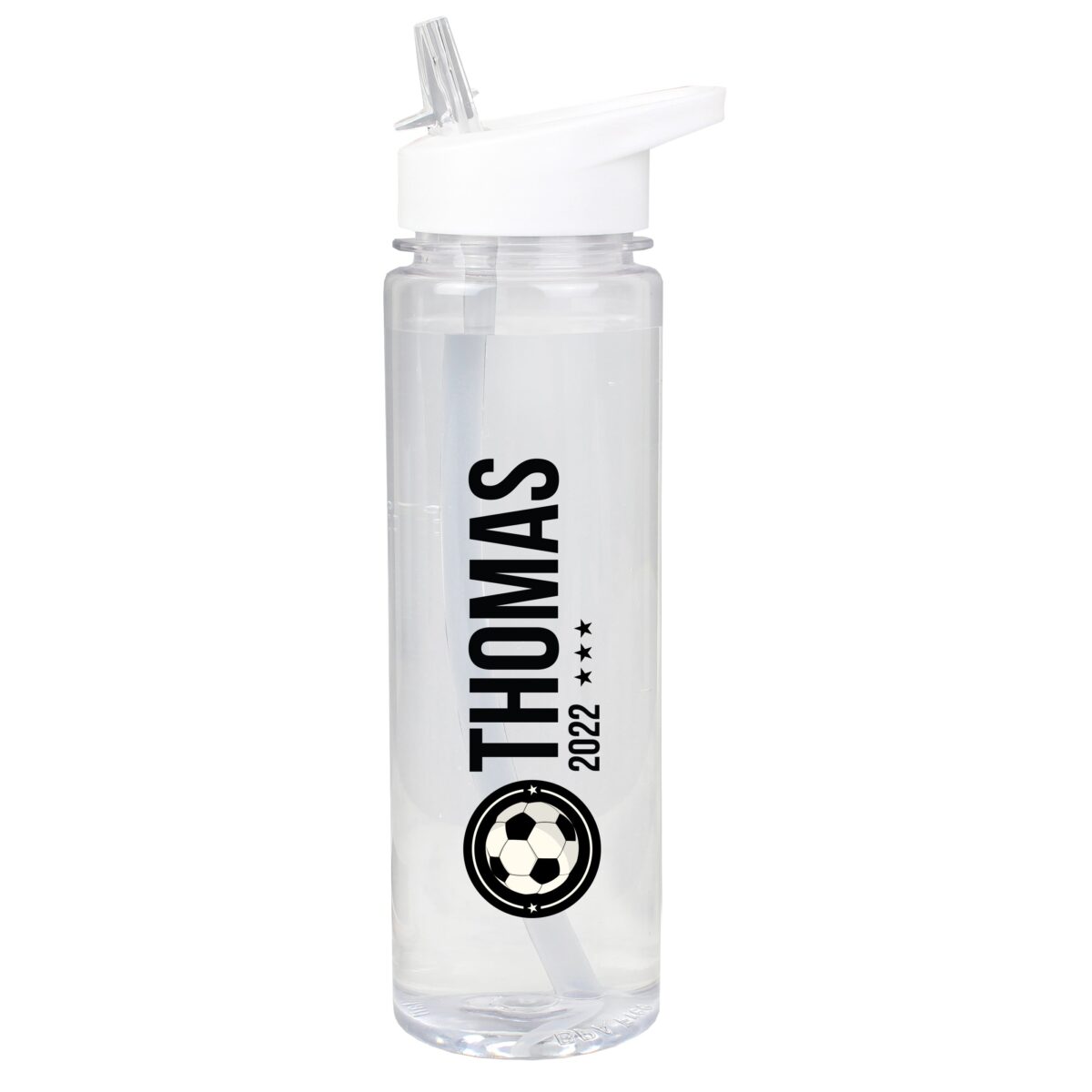 Personalised football badge water bottle