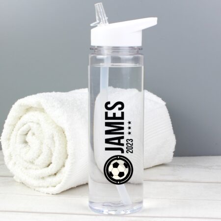 Personalised football badge water bottle