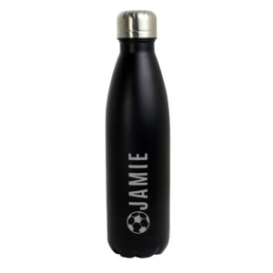 Personalised Football Black Metal Insulated Drinks Bottle: 5 - Water Bottles By Gift Moments