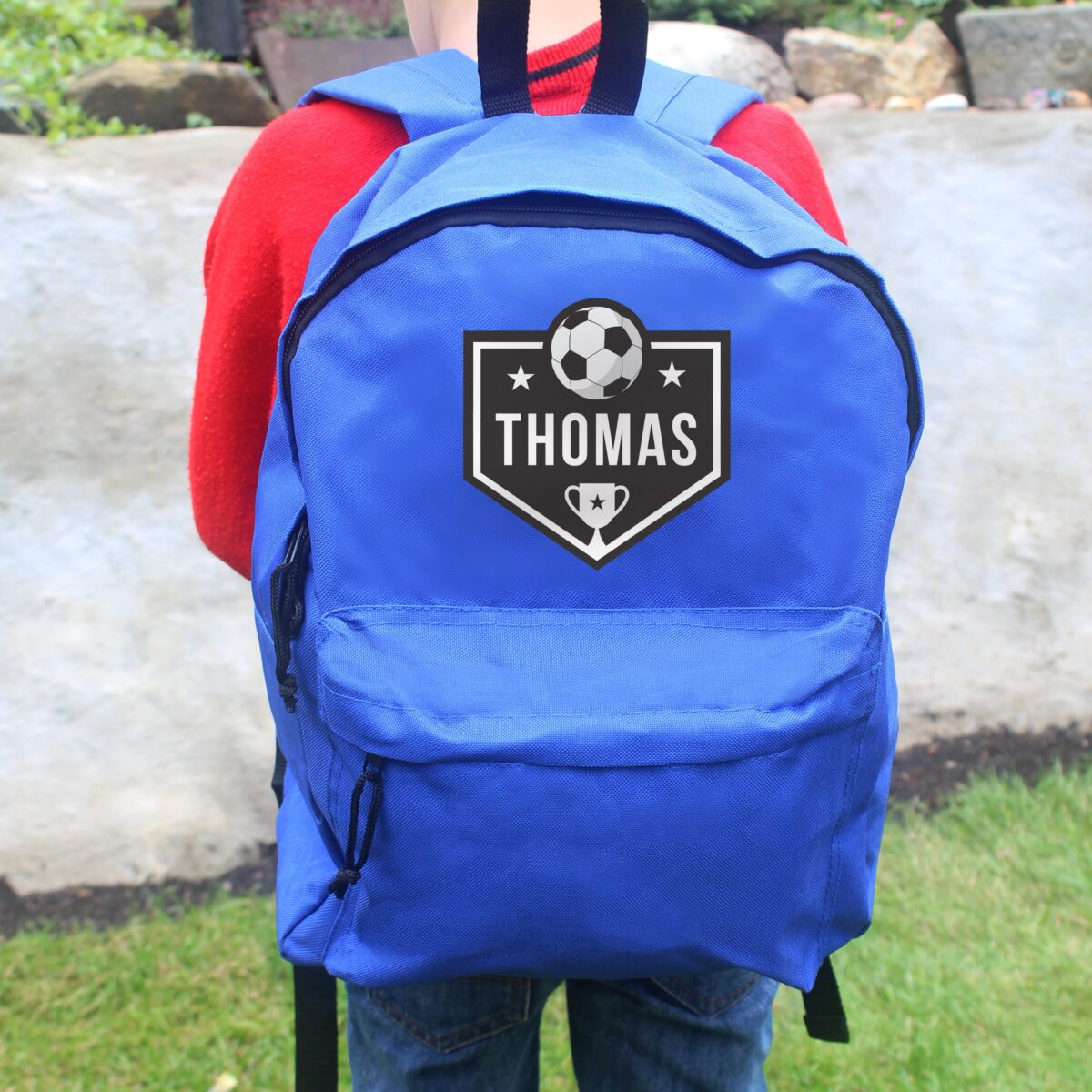 Personalised Football Blue Backpack: 3 - Kids Bags By Gift Moments