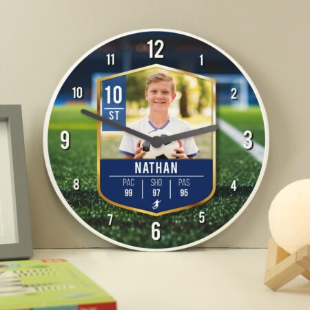Personalised football card photo childrens wall clock
