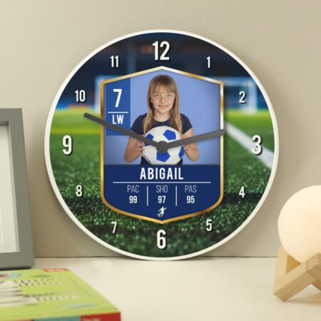 Personalised football card photo childrens wall clock