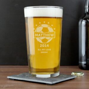 Personalised Football Pint Glass: 1 - Beer Glasses By Gift Moments