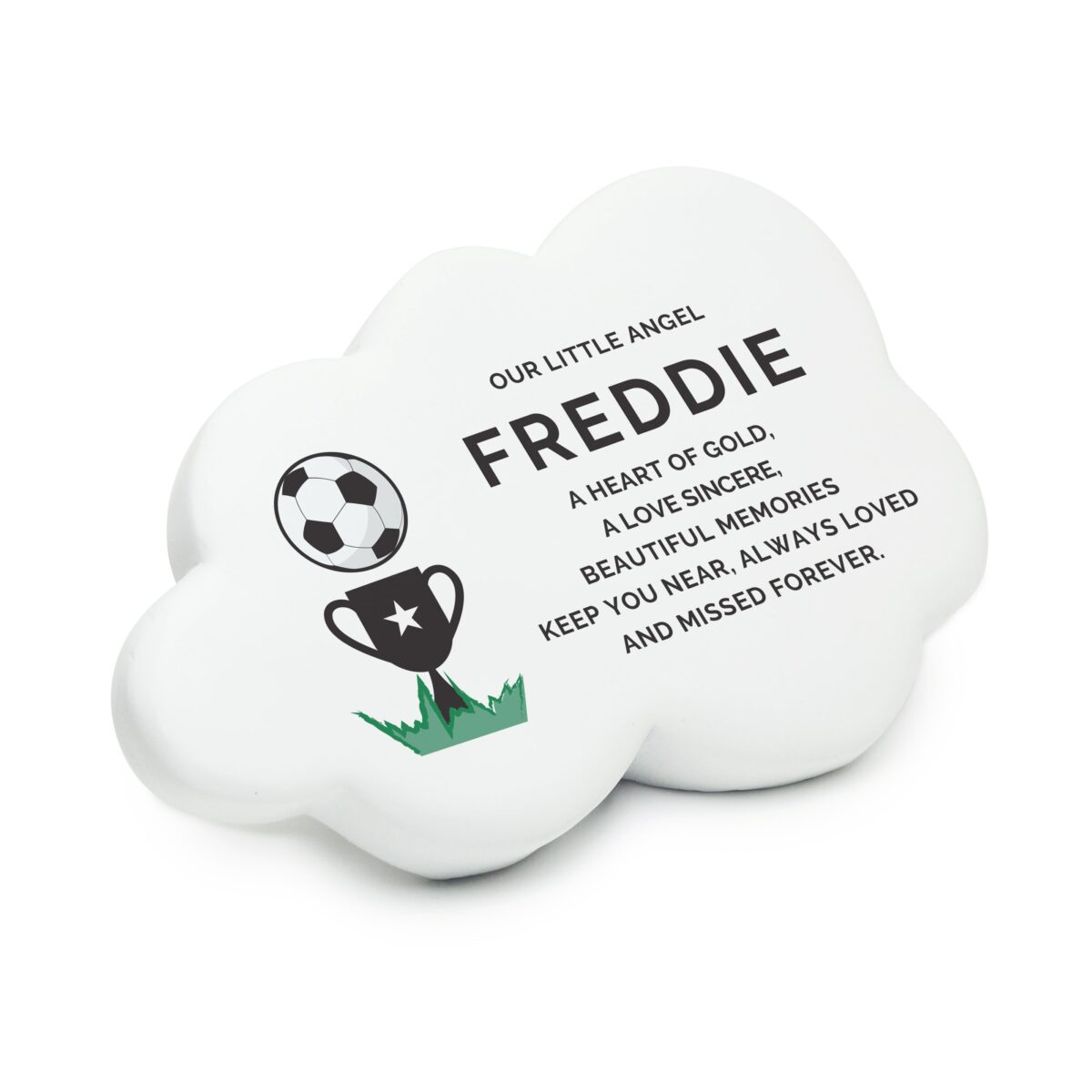 Personalised football resin memorial cloud