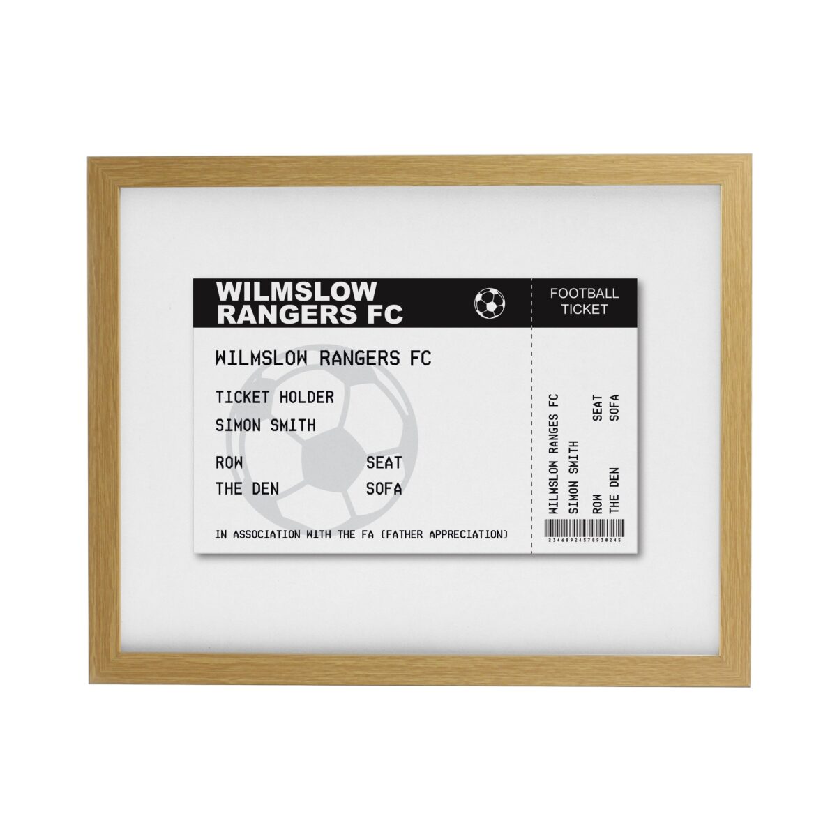 Personalised Football Ticket Framed Prints: 7 - Framed Prints By Gift Moments