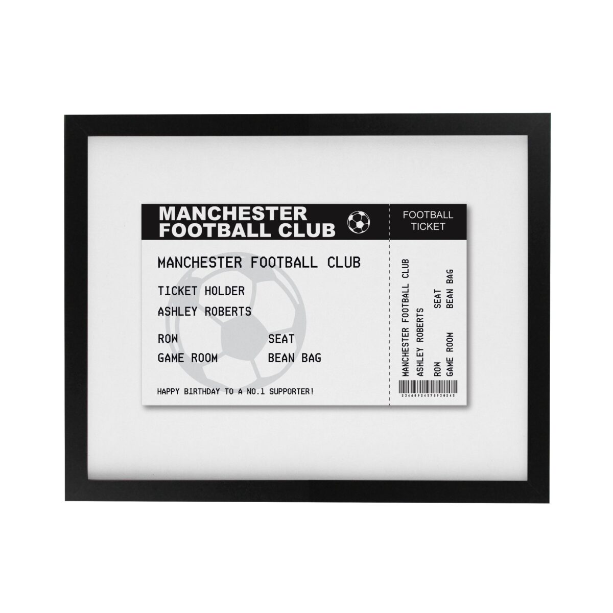 Personalised Football Ticket Framed Prints: 8 - Framed Prints By Gift Moments