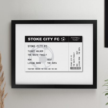 Personalised Football Ticket Framed Prints: 2 - Black - Framed Prints By Gift Moments
