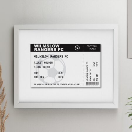 Personalised Football Ticket Framed Prints: 3 - White - Framed Prints By Gift Moments