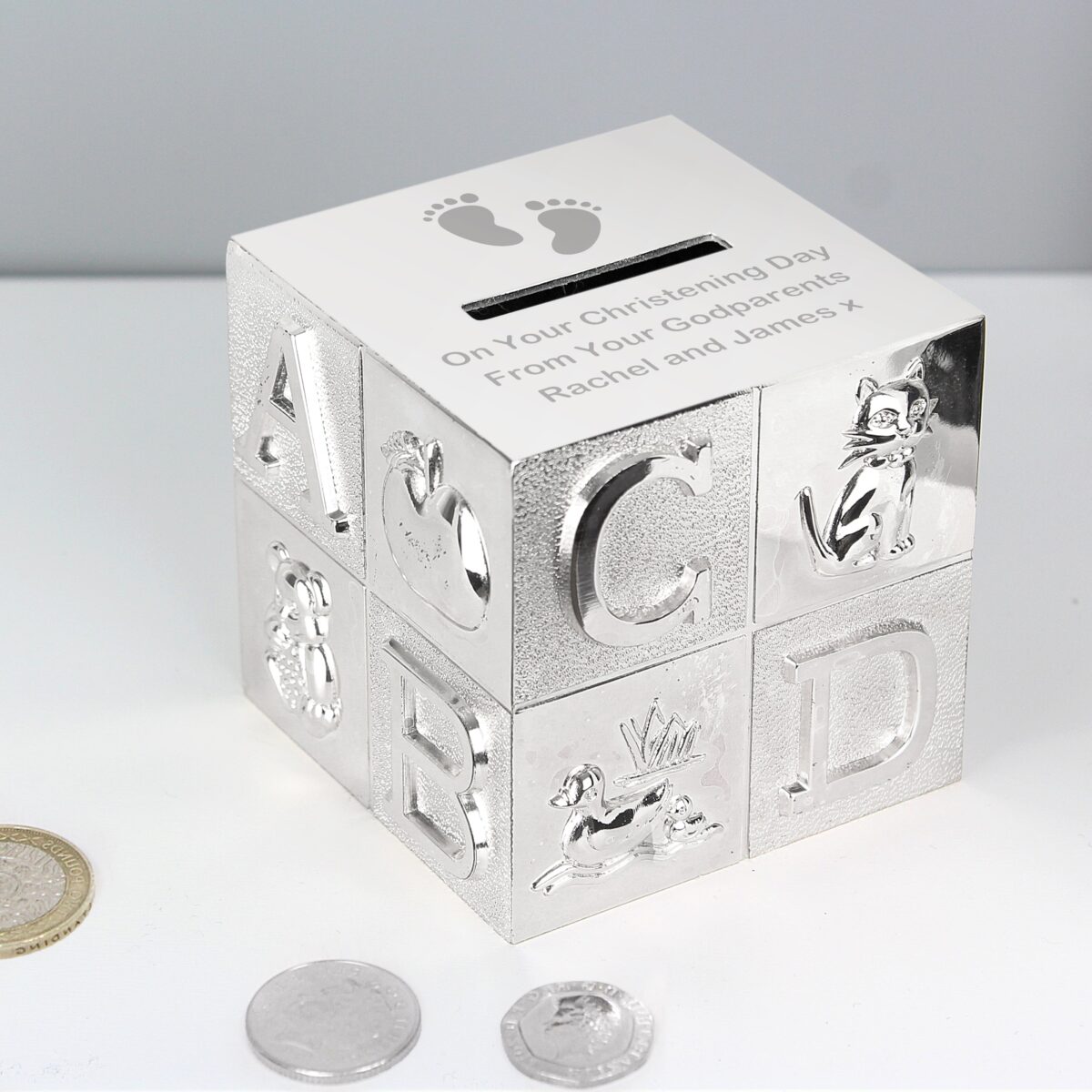 Personalised Footprints ABC Money Box: 5 - Money Boxes By Gift Moments