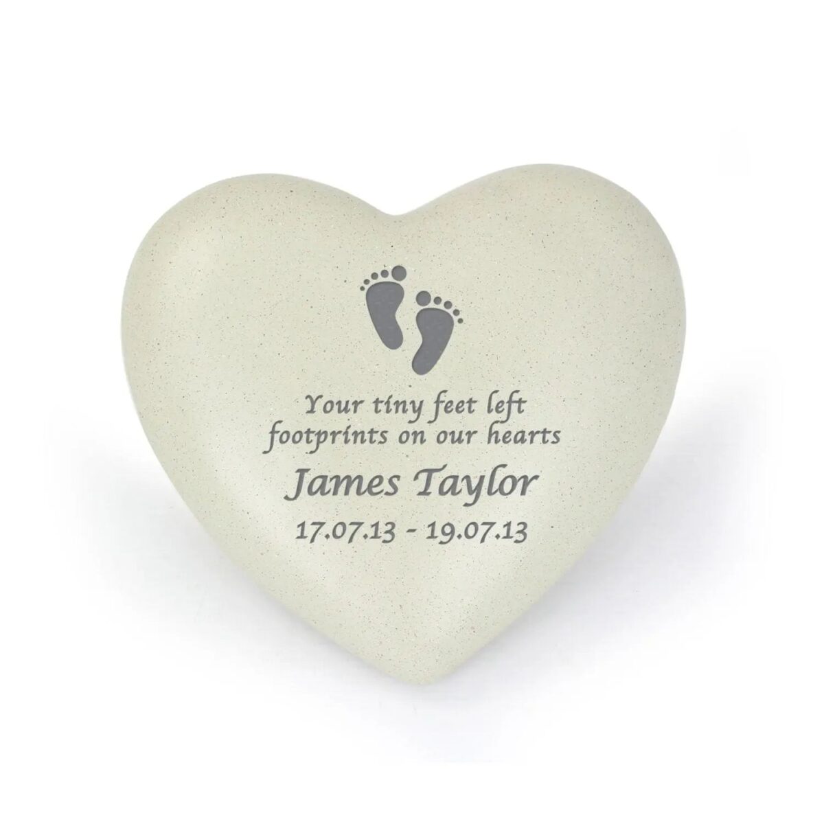 Personalised footprints heart memorial